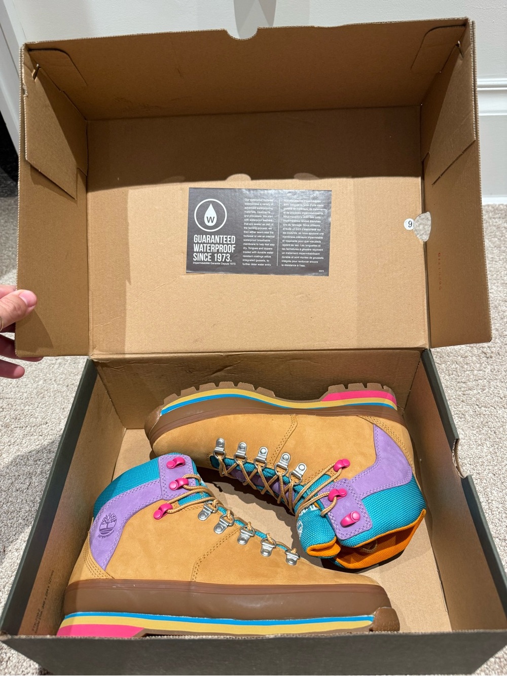 Timberland Euro Hiker Boots Wheat Nubuck Multi Color Waterproof 9 NWB